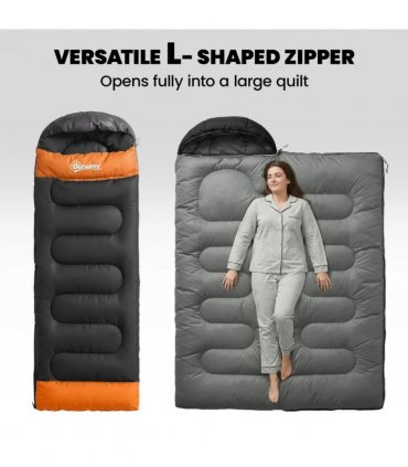 Outsunny Sleeping Bag for Adults, Lightweight & Compact Sleeping Bag, 3 Seasons, Grey