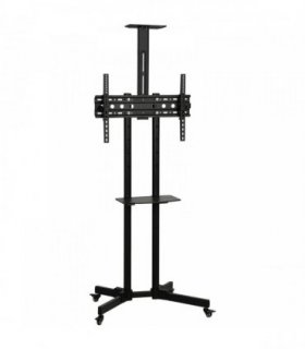 HOMCOM Mobile TV Stand on Wheels for 32-75 Inch Screens, Mobile TV Cart with Tilt, Height Adjustable, Black