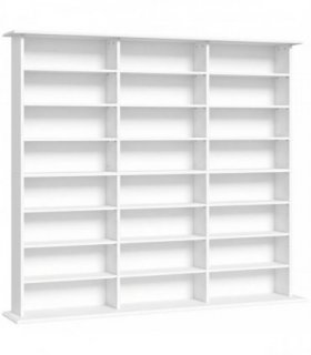 HOMCOM 1032 CD/594 DVD Storage Unit, Blu-ray Media Storage Shelf with 24 Compartments and 18 Adjustable Shelves, White