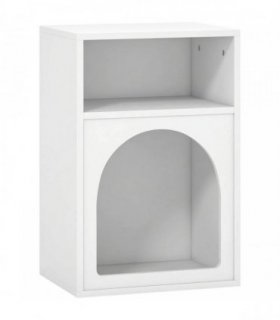 HOMCOM Bedside Table with 2 Open Compartments - White