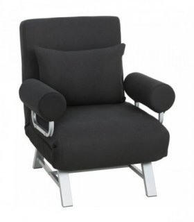 HOMCOM Single Sofa Bed, 3-in-1 Convertible Folding Chair Bed with Adjustable Backrest, Removable Armrests, Black
