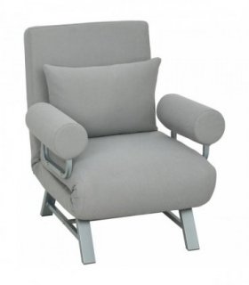 HOMCOM Single Sofa Bed, 3-in-1 Convertible Folding Chair Bed with Adjustable Backrest, Removable Armrests, Light Grey
