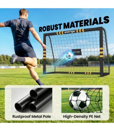 SPORTNOW Football Goal, 6 x 4ft Portable Football Net with EPE Foam Padding, PVC Tube Covers Ground Stakes and Metal Frame