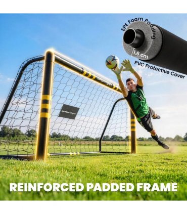 SPORTNOW Football Goal, 6 x 4ft Portable Football Net with EPE Foam Padding, PVC Tube Covers Ground Stakes and Metal Frame