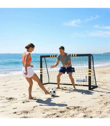 SPORTNOW Football Goal, 6 x 4ft Portable Football Net with EPE Foam Padding, PVC Tube Covers Ground Stakes and Metal Frame
