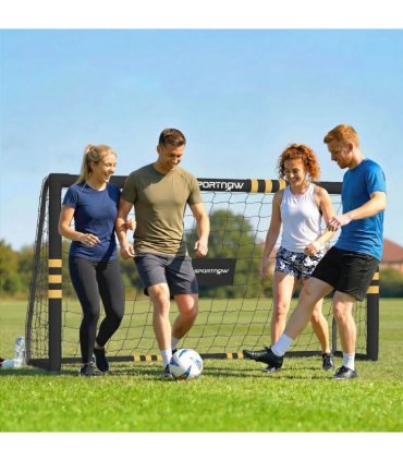 SPORTNOW Football Goal, 6 x 4ft Portable Football Net with EPE Foam Padding, PVC Tube Covers Ground Stakes and Metal Frame
