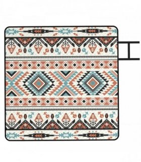 Outsunny Picnic Blanket, 200x200CM Large Beach Blanket Outdoor Picnic Mat with Integrated Strap for Camping, Mix-Colour
