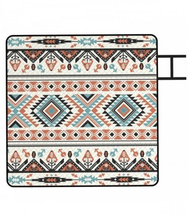 Outsunny Picnic Blanket, 200x200CM Large Beach Blanket Outdoor Picnic Mat with Integrated Strap for Camping, Mix-Colour