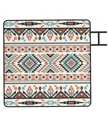 Outsunny Picnic Blanket, 200x200CM Large Beach Blanket Outdoor Picnic Mat with Integrated Strap for Camping, Mix-Colour