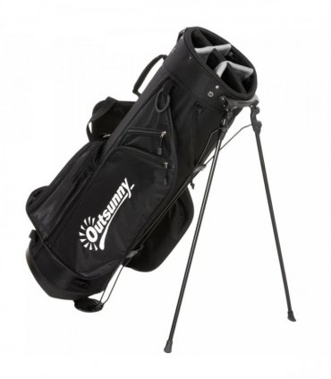 Outsunny Golf Stand Bag 6 Way Full-Length Dividers, Waterproof Golf Bag with 5 Pockets, Grey