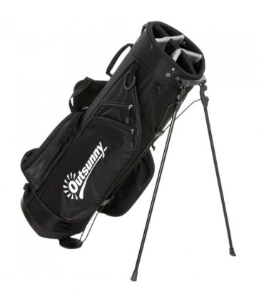 Outsunny Golf Stand Bag 6 Way Full-Length Dividers, Waterproof Golf Bag with 5 Pockets, Grey