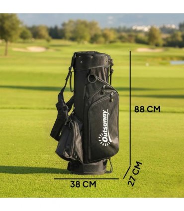 Outsunny Golf Stand Bag 6 Way Full-Length Dividers, Waterproof Golf Bag with 5 Pockets, Grey