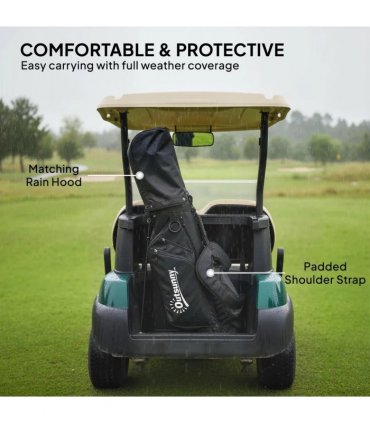 Outsunny Golf Stand Bag 6 Way Full-Length Dividers, Waterproof Golf Bag with 5 Pockets, Grey