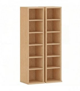 HOMCOM Set of 2 CD Media Display Shelf Unit Tower Rack with Adjustable Shelves, Natural