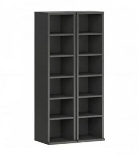 HOMCOM Set of 2 CD Media Display Shelf Unit Tower Rack with Adjustable Shelves, Black
