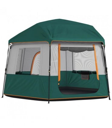 Outsunny Cabin Tent Easy Setup 3000mm Waterproof Camping Tent 4 Person with Carrying Bag Green