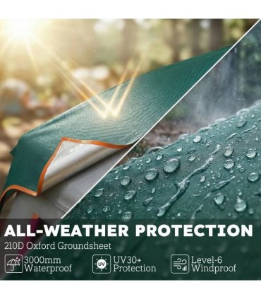 Outsunny Cabin Tent Easy Setup 3000mm Waterproof Camping Tent 4 Person with Carrying Bag Green