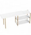 HOMCOM Computer Desk with Storage Shelves Modern Writing Desk Bamboo Frame for Home Office 150 cm White and Oak