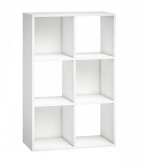 HOMCOM Industrial Style Storage Shelf, Bookcase, Bookshelf with 6 Compartments, for Living Room, Home Study, White Wood Effect