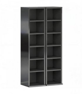 HOMCOM Set of 2 CD Media Display Shelf Unit Tower Rack with Adjustable Shelves, High Gloss Black