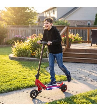 SPORTNOW Electric Scooter for Kids, Foldable E Scooter for Age Age 6 with LED Display, RGB lights, Up to 16km/h, Red