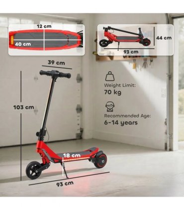 SPORTNOW Electric Scooter for Kids, Foldable E Scooter for Age Age 6 with LED Display, RGB lights, Up to 16km/h, Red