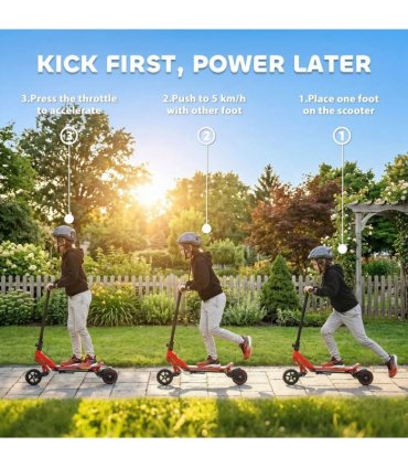 SPORTNOW Electric Scooter for Kids, Foldable E Scooter for Age Age 6 with LED Display, RGB lights, Up to 16km/h, Red