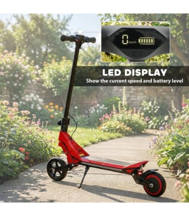 SPORTNOW Electric Scooter for Kids, Foldable E Scooter for Age Age 6 with LED Display, RGB lights, Up to 16km/h, Red