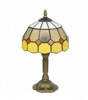 HOMCOM Handmade Art Deco Glass Table Lamp - White/Orange