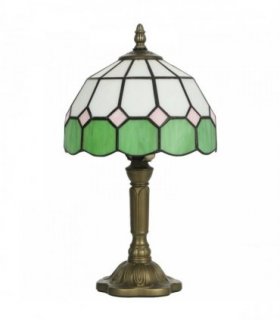 HOMCOM Handmade Art Deco Glass Table Lamp - White/Green