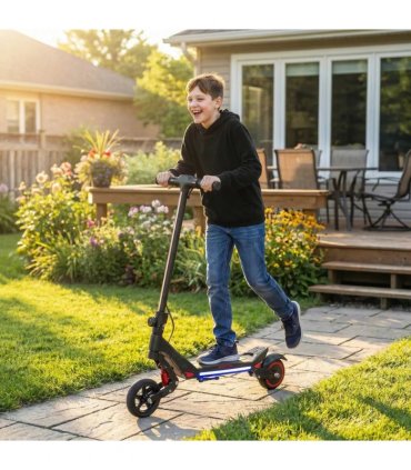 SPORTNOW Electric Scooter for Kids, Foldable E Scooter for Age Age 6 with LED Display, RGB lights, Up to 16km/h, Black
