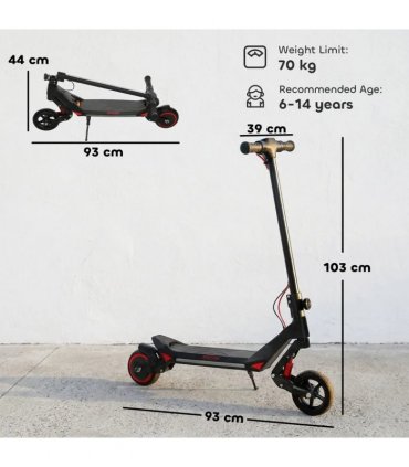 SPORTNOW Electric Scooter for Kids, Foldable E Scooter for Age Age 6 with LED Display, RGB lights, Up to 16km/h, Black