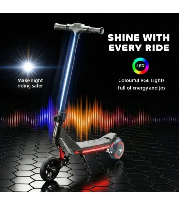 SPORTNOW Electric Scooter for Kids, Foldable E Scooter for Age Age 6 with LED Display, RGB lights, Up to 16km/h, Black