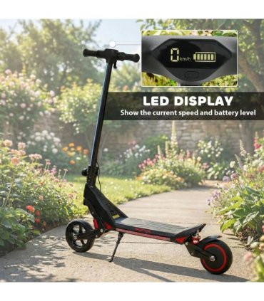 SPORTNOW Electric Scooter for Kids, Foldable E Scooter for Age Age 6 with LED Display, RGB lights, Up to 16km/h, Black
