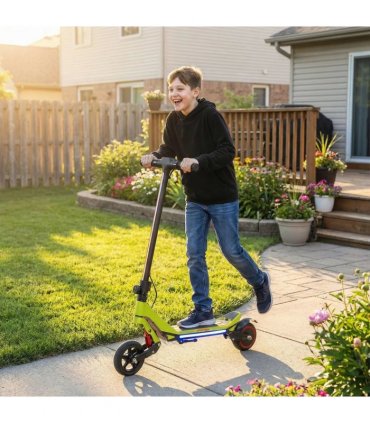 SPORTNOW Electric Scooter for Kids, Foldable E Scooter for Age Age 6 with LED Display, RGB lights, Up to 16km/h, Green