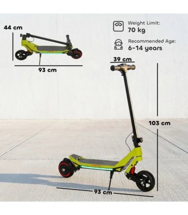 SPORTNOW Electric Scooter for Kids, Foldable E Scooter for Age Age 6 with LED Display, RGB lights, Up to 16km/h, Green