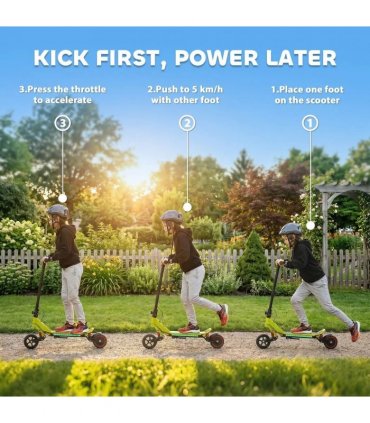 SPORTNOW Electric Scooter for Kids, Foldable E Scooter for Age Age 6 with LED Display, RGB lights, Up to 16km/h, Green