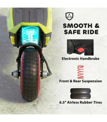 SPORTNOW Electric Scooter for Kids, Foldable E Scooter for Age Age 6 with LED Display, RGB lights, Up to 16km/h, Green