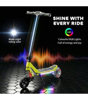 SPORTNOW Electric Scooter for Kids, Foldable E Scooter for Age Age 6 with LED Display, RGB lights, Up to 16km/h, Green