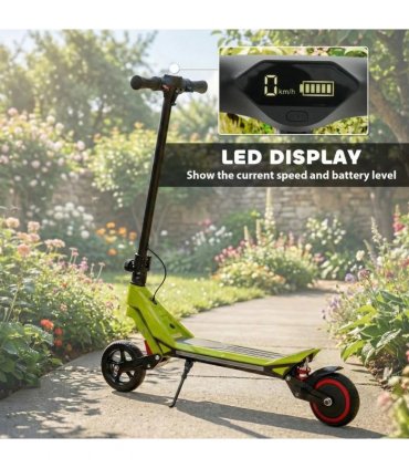 SPORTNOW Electric Scooter for Kids, Foldable E Scooter for Age Age 6 with LED Display, RGB lights, Up to 16km/h, Green