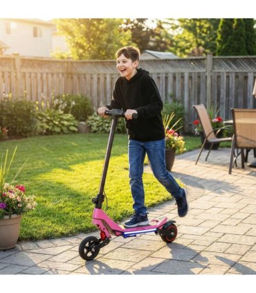 SPORTNOW Electric Scooter for Kids, Foldable E Scooter for Age Age 6 with LED Display, RGB lights, Up to 16km/h, Pink