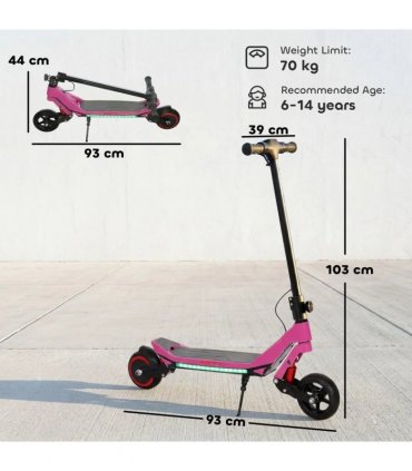 SPORTNOW Electric Scooter for Kids, Foldable E Scooter for Age Age 6 with LED Display, RGB lights, Up to 16km/h, Pink