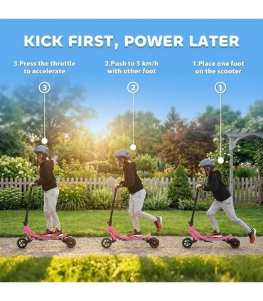 SPORTNOW Electric Scooter for Kids, Foldable E Scooter for Age Age 6 with LED Display, RGB lights, Up to 16km/h, Pink