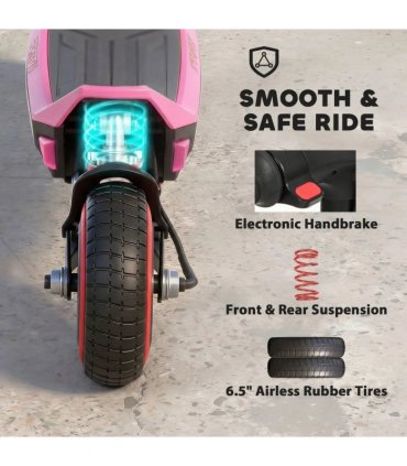 SPORTNOW Electric Scooter for Kids, Foldable E Scooter for Age Age 6 with LED Display, RGB lights, Up to 16km/h, Pink