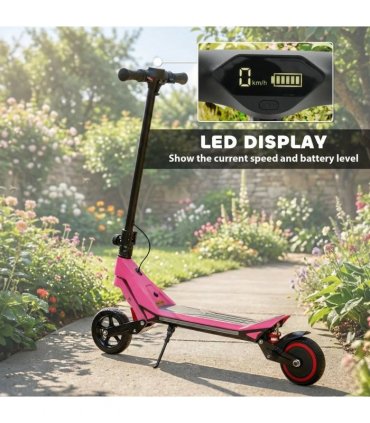 SPORTNOW Electric Scooter for Kids, Foldable E Scooter for Age Age 6 with LED Display, RGB lights, Up to 16km/h, Pink