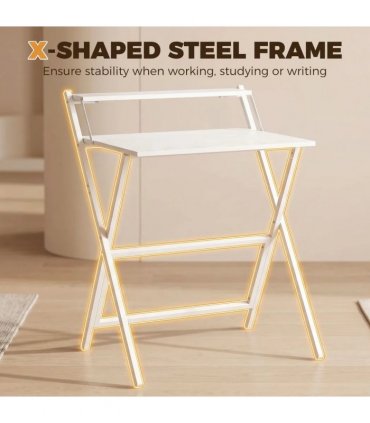 HOMCOM 70 cm Folding Computer Desk with Monitor Shelf - White