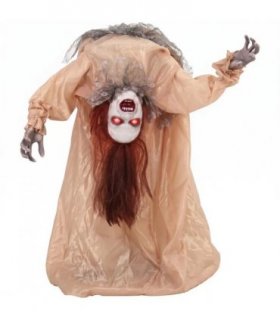 HOMCOM Animated Halloween Ghost, Halloween Animatronics with Creepy Screams, Glowing Eyes, Sound/Touch Activated
