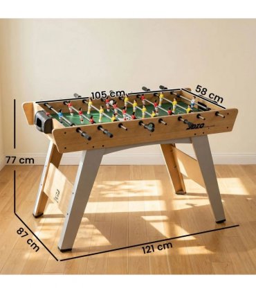 SPORTNOW 4ft Table Football, Foosball Game Table with 22 Players, 2 Balls and Manual Scorers for Family, Natural Wood Finish