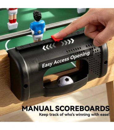 SPORTNOW 4ft Table Football, Foosball Game Table with 22 Players, 2 Balls and Manual Scorers for Family, Natural Wood Finish