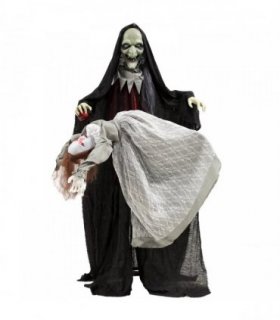 HOMCOM Halloween Animated Standing Witch with Floating Ghost Decoration with Rising and Falling Motion